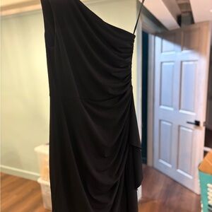 London Times Black One-Shoulder Dress